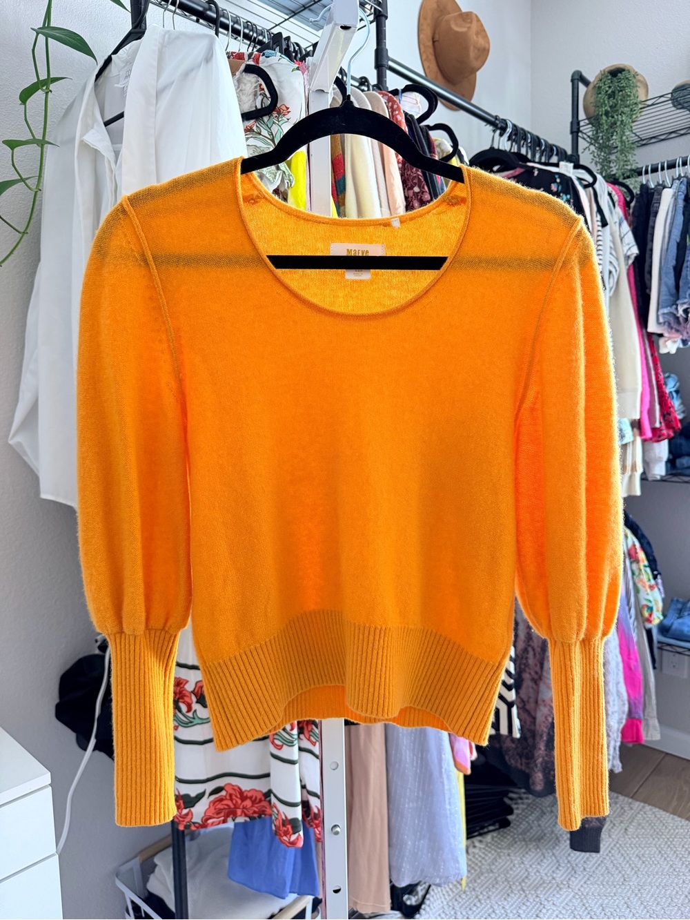 Anthropologie Maeve Bedford Cashmere Sweater Size XSP Orange - Picture 5 of 10